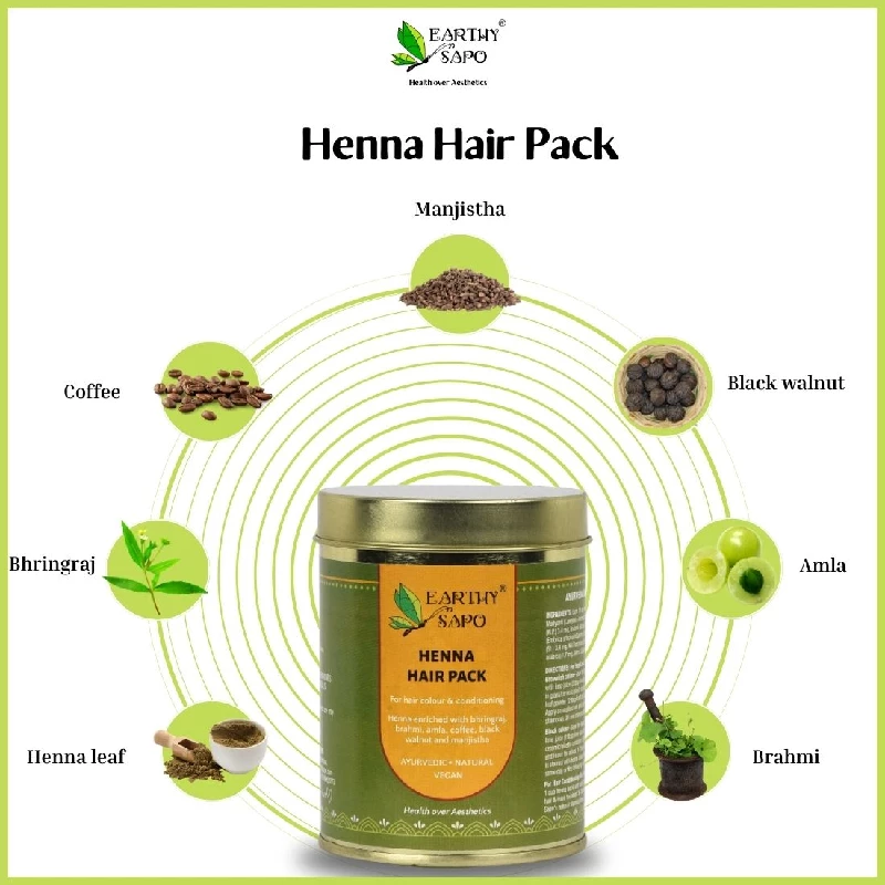 Earthy Sapo Ayurvedic Natural Henna Hair Pack, 200 g-4.webp